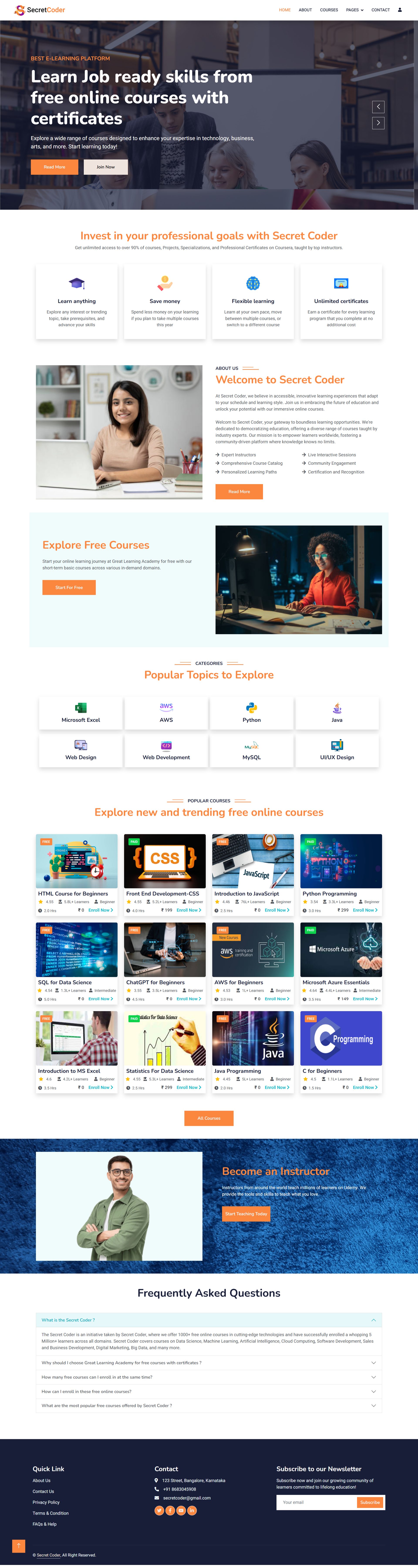 E-Learning Platform screenshot 2 — Touseef Abid portfolio