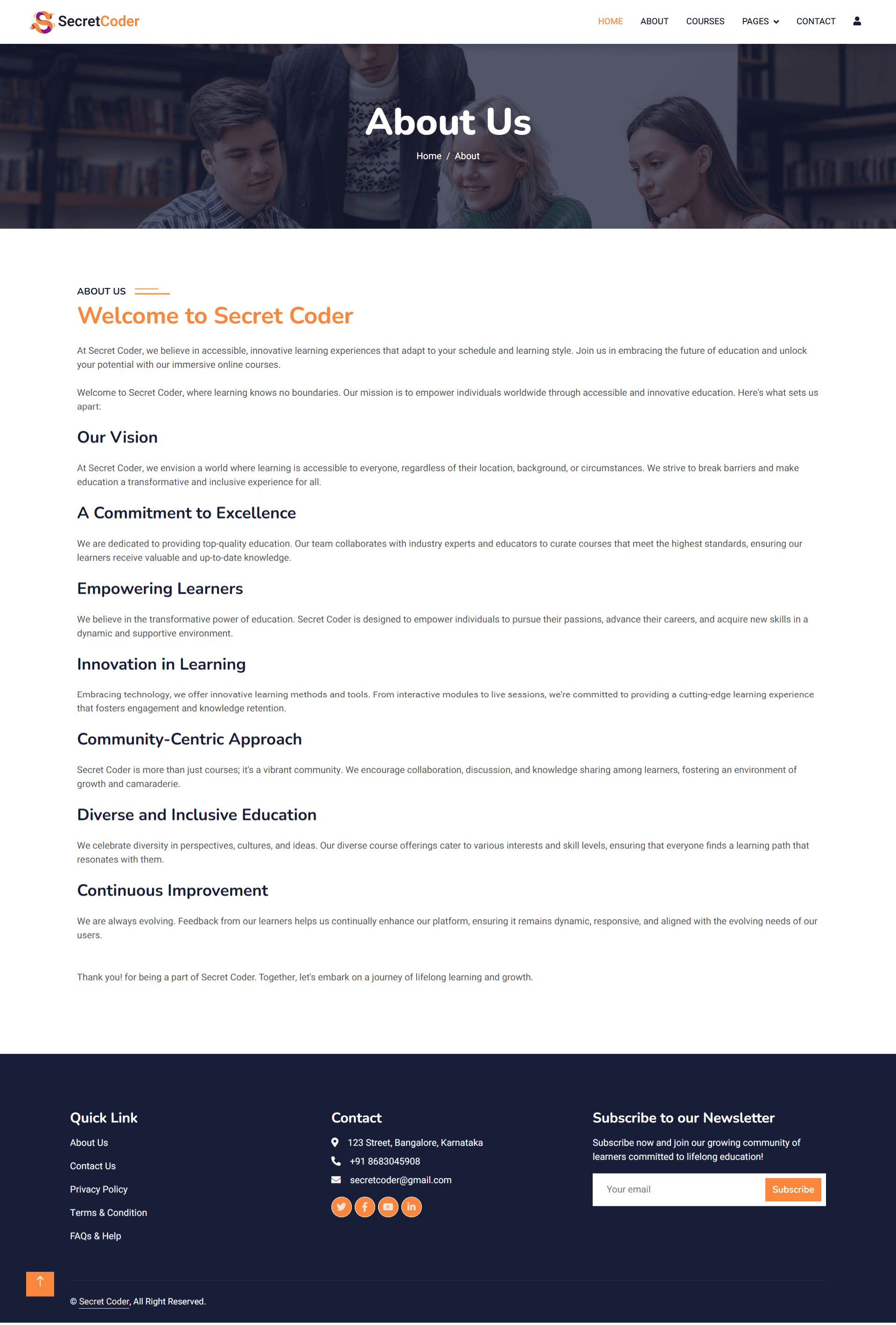 E-Learning Platform screenshot 4 — Touseef Abid portfolio