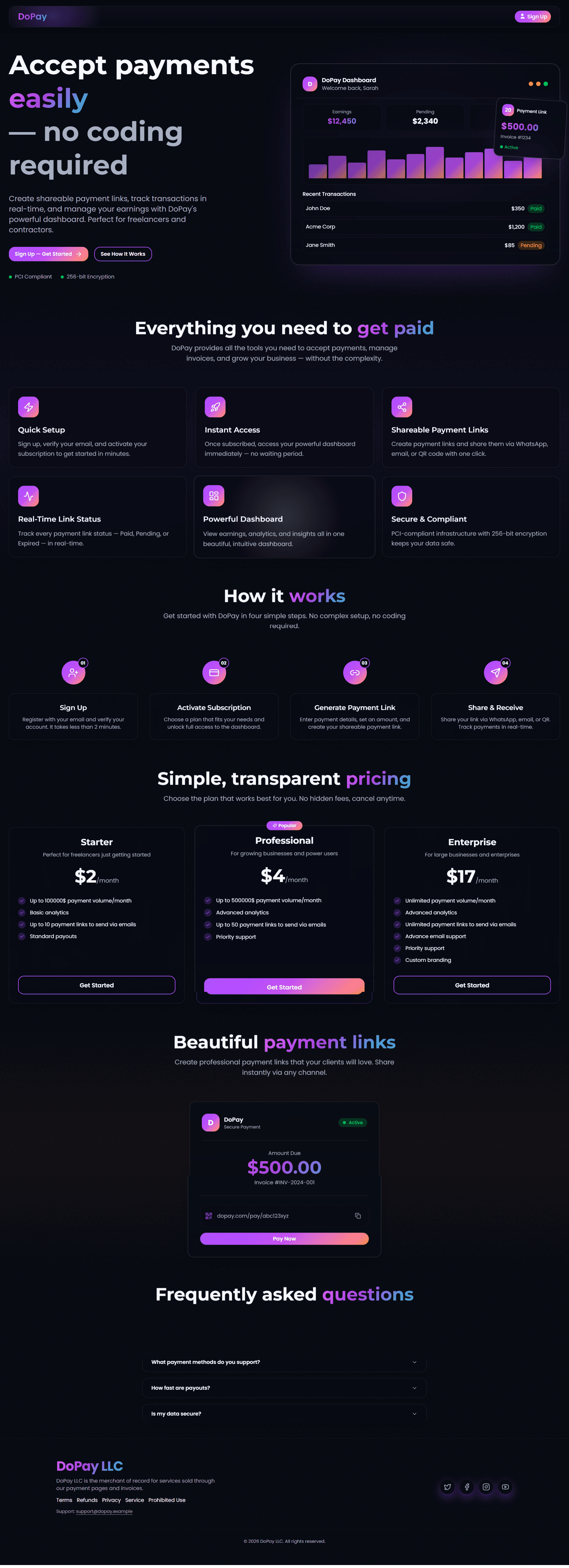 DoPay Payment Gateway screenshot 4 — Touseef Abid portfolio