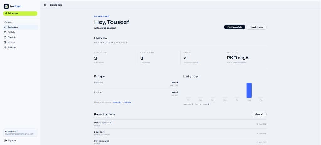 Inkform screenshot 3 — Touseef Abid portfolio