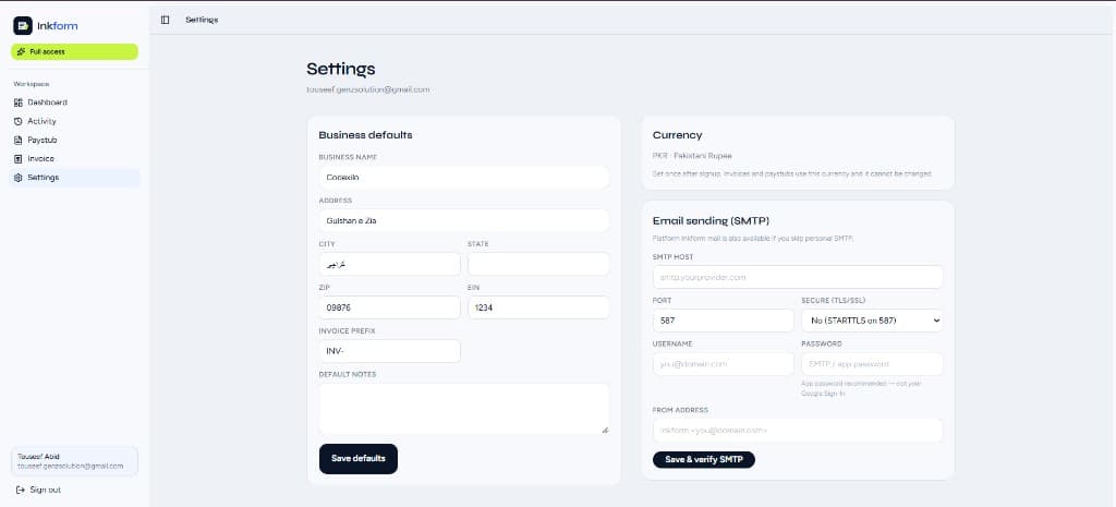 Inkform screenshot 4 — Touseef Abid portfolio